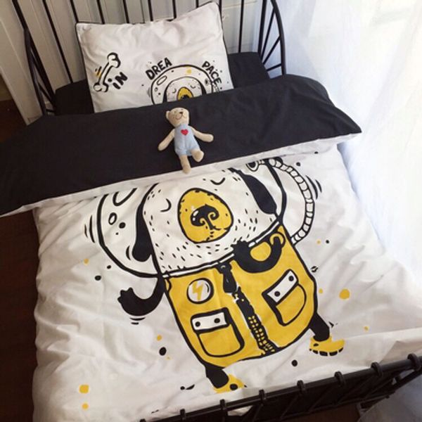 

3pcs/set pink black white crocodile ,robot,swan bedding set duvet quilt cover baby bed sheet pillowcase cute clouds girl boy