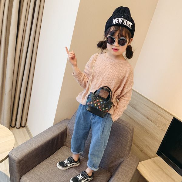 

children kids handbags print baby mini purse shoulder bags teenager girls messenger bags chain bag cute christmas gifts, Black