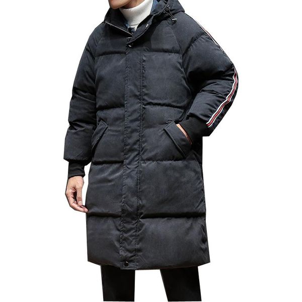 

мужская хлопчатобумажная куртка большой размер хлопчатобумажной одежды длинный участок мужская зимняя толстая зимняя куртка мужчины, Black