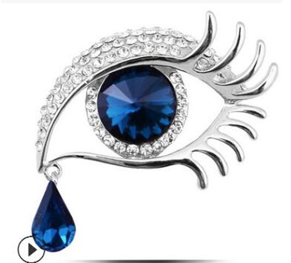 

crystal glass star with the same angel teardrop brooch diamond large eyes long eyelashes brooch wy392, Gray