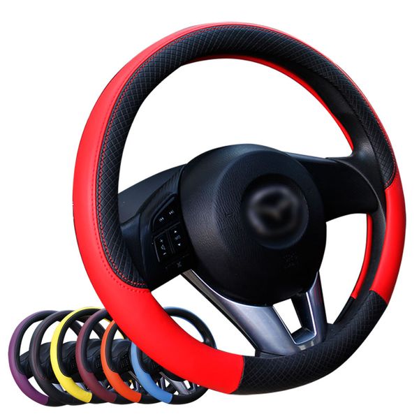 

factory sale stering-wheel black leather car steering wheel cover 38cm wheel cover steering covers interior accessories