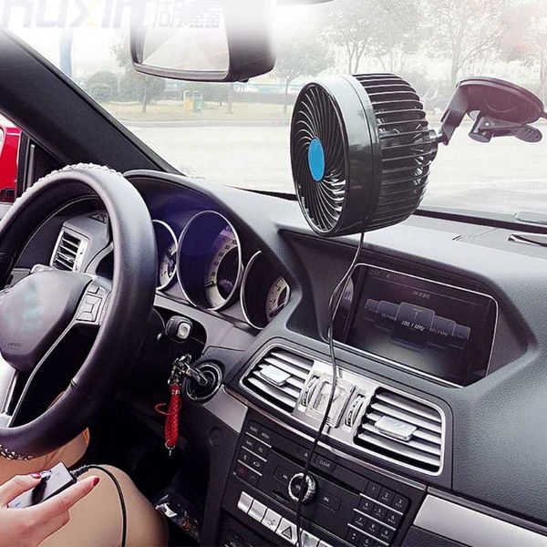 

ootdty electric car fan 12v / 24v strong wind low noise summer adjustable car fan with sucker air cooling accessories