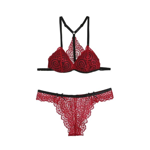 

women lace red bralette push up bra g-string set lingerie sleepwear gift, Black;white