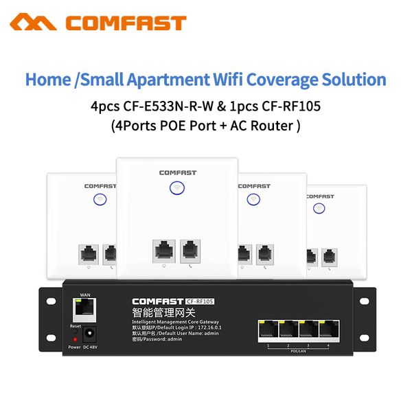 

4pcs 300mbps home l wifi solutionwall wifi ap wireless access point indoor wall wireless ap+ 1 ac management gateway router