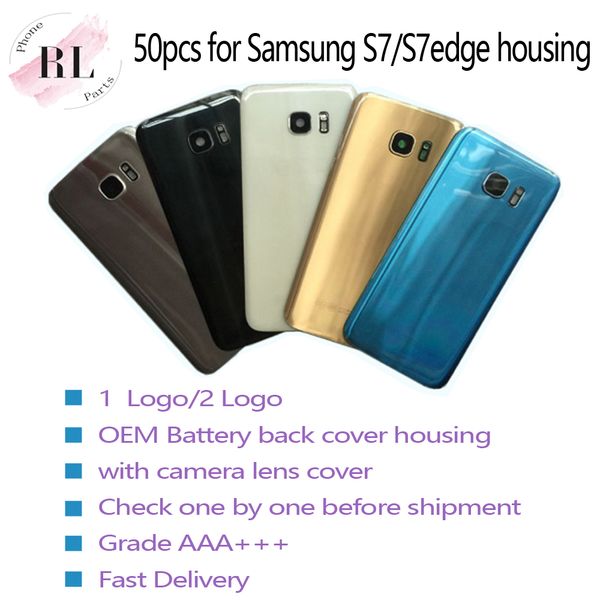 

50pcs oem for samsung s7 g930 g930f s7 edge g935 g935f housing battery back cover glass cover with camera lens