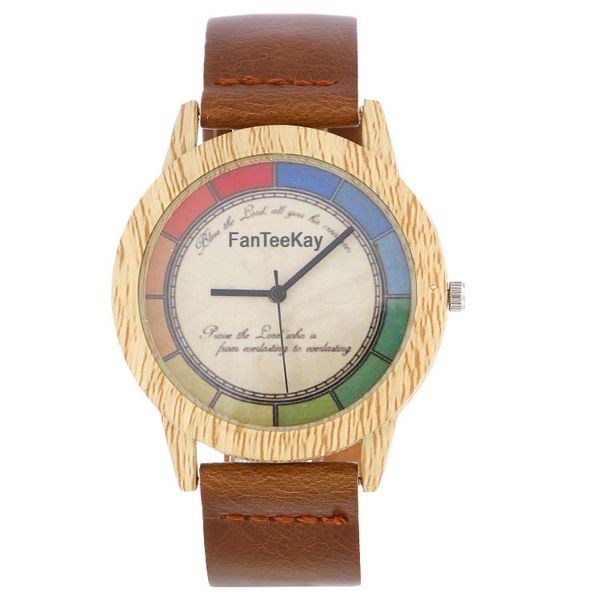 

fashion student watches 2019 creative design wristwatch brown leather strap watch retro colorful male clock relojes para hombre, Slivery;brown