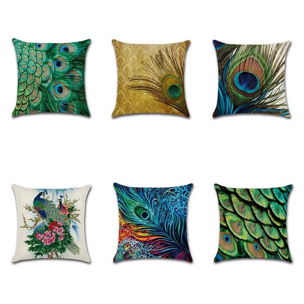 

new home decor pillowcase peacock cushion cover linen cushion case chair sofa home decor throw pillow cover 45x45cm