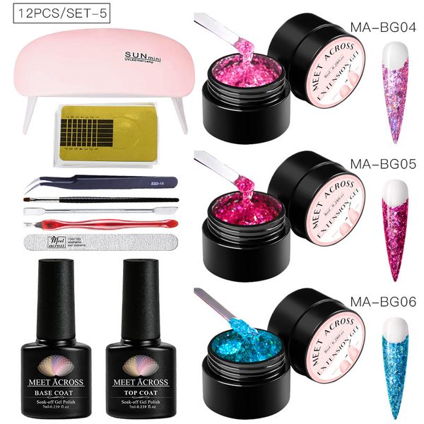 

meet across quick extension uv gel set clear pink builder nail gel with uv led lamp nail extensions art tool kits