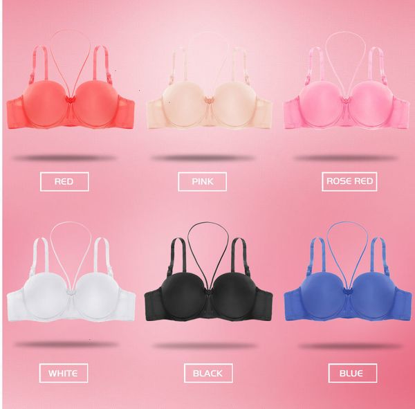 

бесшовные бюстгальтер femme lingeries шеи бюстгальтер висячие sexy 1 2 чашки бюстгальтеры для женщин белье smooth racerback лук intimates же, Red;black