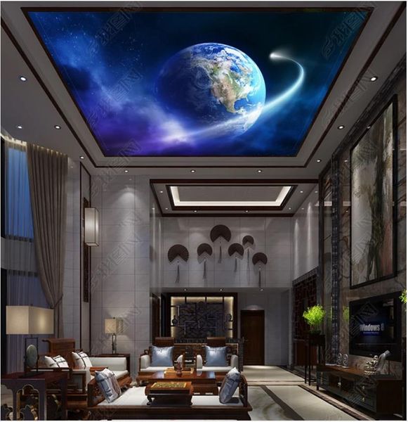 

customized large 3d p wallpaper 3d ceiling murals wallpaper dream earth star living room bedroom ceiling mural papel de parede