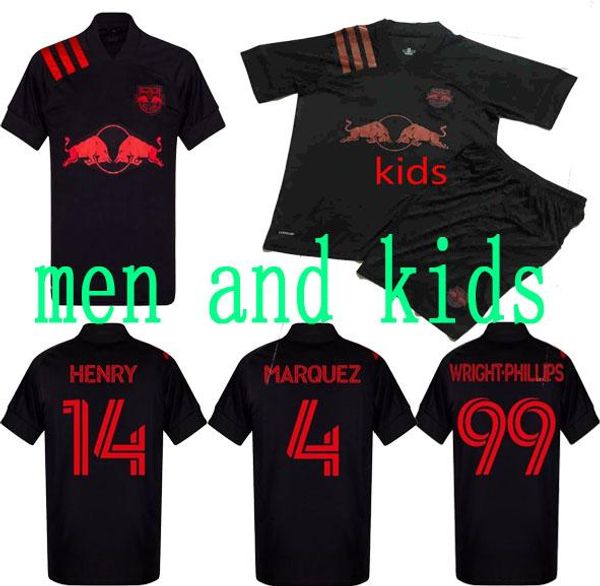 

men&kids kit 2020 2021 new york red away soccer jerseys kaku wright-phillips royer parker murillo lawrence davis 20 21 mls football shirts, Black
