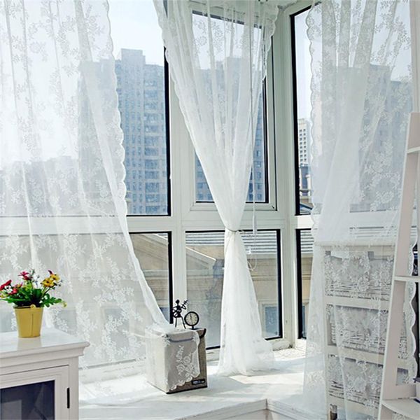 2019 145 180cm Lace Window Curtain Tulle Perspective Voile Hanging