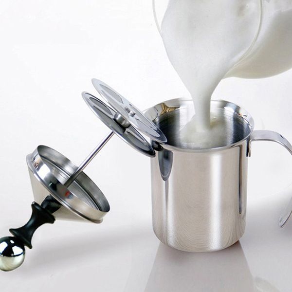 

original 400ml/800ml manual milk frother stainless steel double mesh milk creamer milk foam mesh coffee foamer creamer
