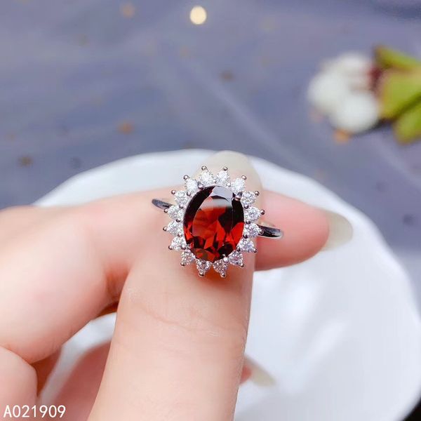 

kjjeaxcmy boutique jewelry 925 sterling silver inlaid natural garnet gemstone ladies ring support detection fashion, Golden;silver