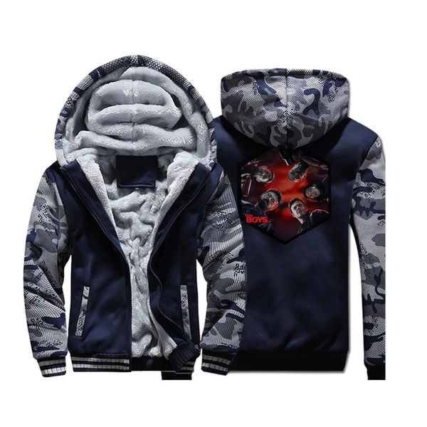 

the boys camo hoodies tv show mens warm jackets fleece 2019 winter thick camoflage sweatshirts plus size streetwear, Black