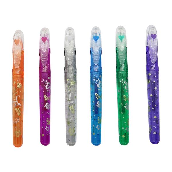 

6 pcs / sets color tattoos fluorescence gel pen color brush child graffiti toy painting stationery novelty birthday present