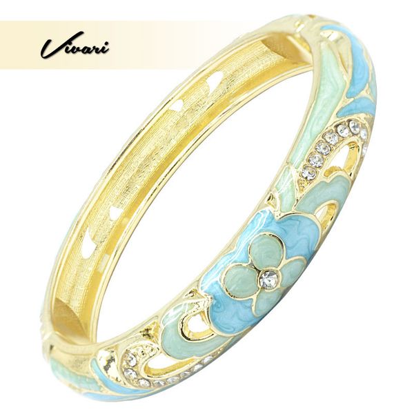 

vivari new elegant pure copper bracelet flower crystal stone ladies fashion hollow bracelet, Black