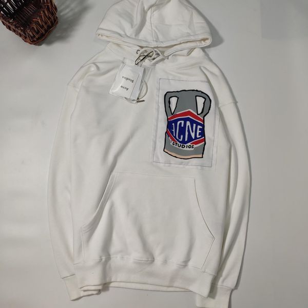 

19aw luxurious brand design acne hooded hoodie men women fashion milk bottle print pullover casual streetwear sweatshirts outdoor sweatshirt, Gray;blue