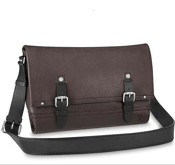 

m54961 canyon messenger mm men brown real caviar lambskin le boy chain flap bag handbags shoulder messenger bags totes