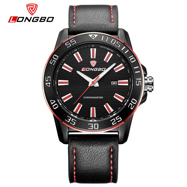 

longbo марка 2020 новая мода кожа кварцевые часы дата календарь наручные часы мужские часы 80199, Slivery;brown