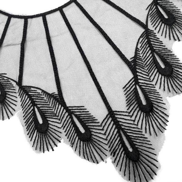 

вышивка шея воротник поделка поддельные воротники водорастворимые марлевые чистые женщины корсаж трехмерных аксессуаров кружева, Black