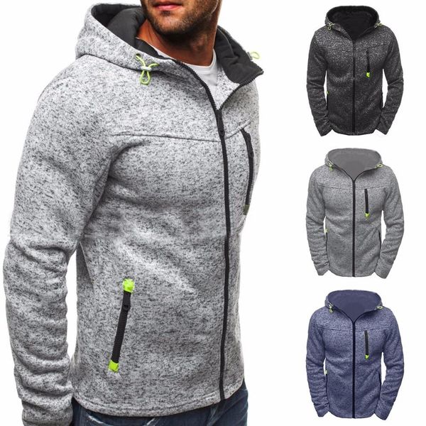 

male winter slim hoodie cardigan long sleeve hoodies men zipper sweatshirt hoodies mens plus size coat jacket sale, Black