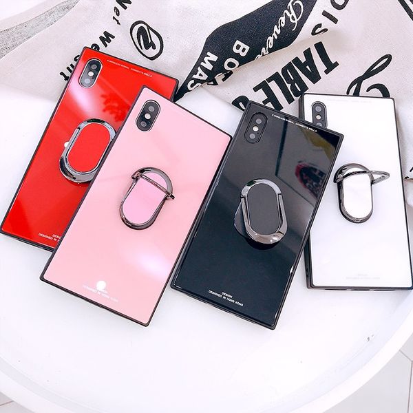 

Square fa hion cla ic phone ca e for iphone x ca e for iphone 6 6 7 8 plu luxury gla ca e with finger ring tand