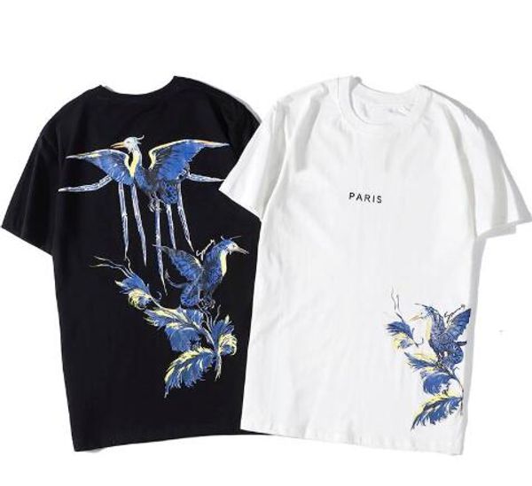 

роскошные футболки хип-хоп мода птица печати мужская дизайнерская футболка с коротким рукавом высокое качество мужчины женщины футболка, White;black