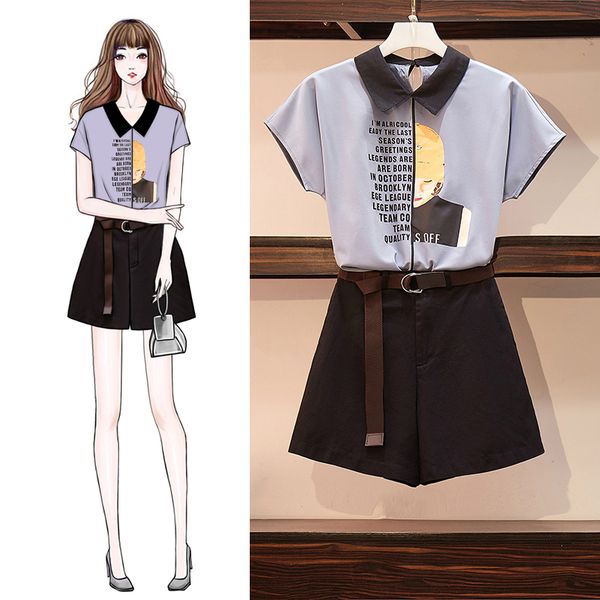 

large size women's wear 2019 new summer show slim skinny skinny chiffon shorts, Black;white