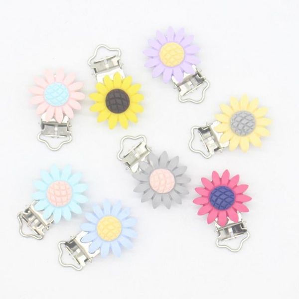 

500pcs daisy flower pacifier clip metal clips teething soother holder clip baby feeding accessories tools