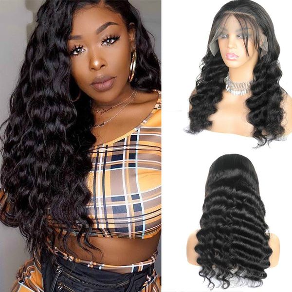 

brazilian loose deep wave lace front wigs pre plucked with baby hair lace front remy human hair wigs for black women