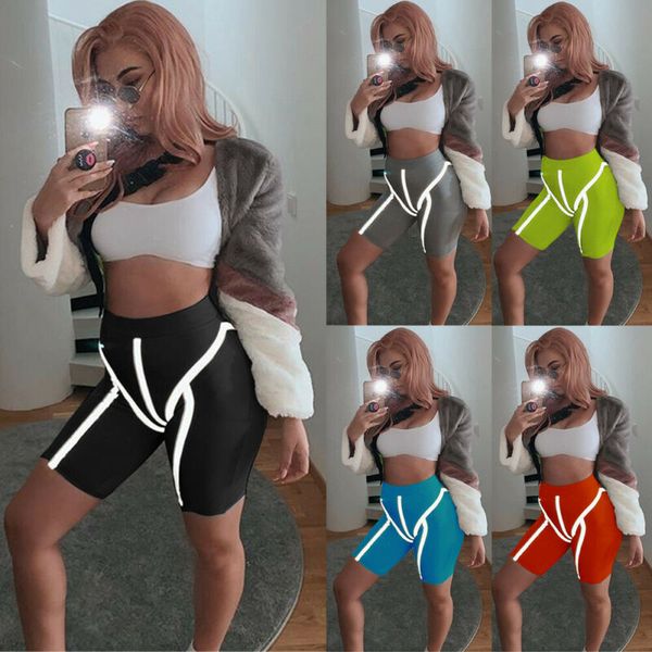 

women cycling shorts new reflective dancing gym biker pants female summer elastic high waisted leggings active casual sports, White;red