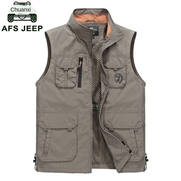 

mens designer outdoor leisure waterproof large size fishing pgraphy multi-pocket vest male 7678, Black