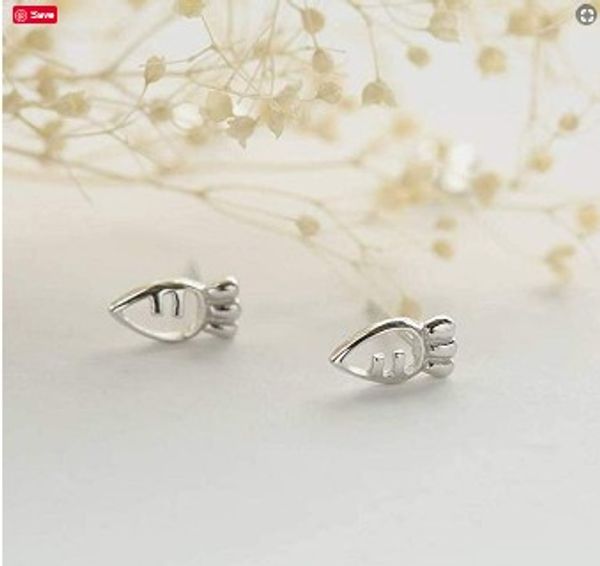 

s925 sterling silver women's stud earrings simple and lovely mini carrot stud earrings women's cute silver jewelry, Golden;silver