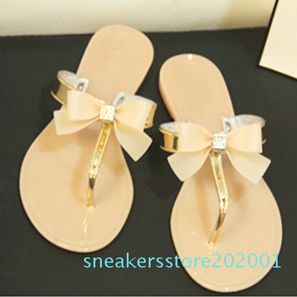 

ladies toe bow diamante jelly summer flat flip flop thong sandals s01, Black