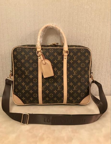 

3 colors new brand designer men shoulder briefcase black leather designer handbag business men lapbag messenger bag 38cm