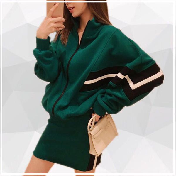 

женская дизайнерская из двух частей платье с длинным рукавом куртки + платья с принтом письмо женская женская из двух частей сплошной цвет ж, White