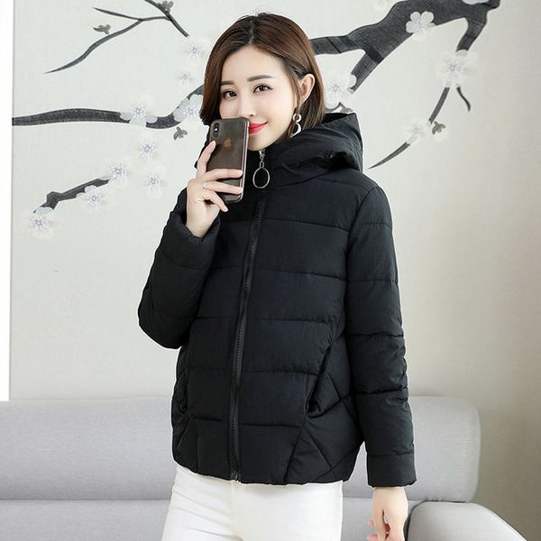 

women's down & parkas 2021 fashion autumn winter women parka cotton padded slim coat hooded jacket warm female ladies outwear plus size, Black