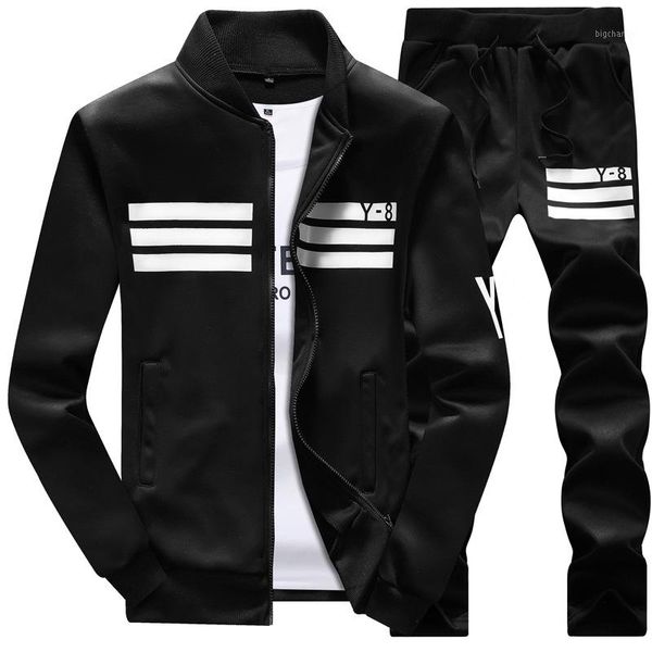 

men sportswear hoodie and sweatshirts black white autumn winter jogger sporting suit mens sweat suits tracksuits set plus size -4xl1, Gray