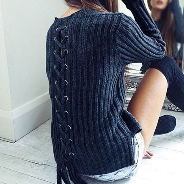 

knitted pullovers explosion models in europe and america solid color straps women's sweater zc2170, White;black