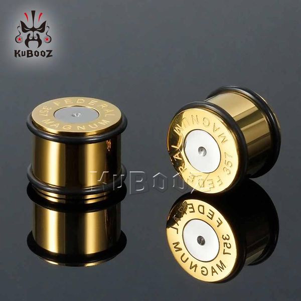 

kubooz ear piercing plugs tunnels stretched stainless steel fashion body jewelry expander gauges earrings 6mm 16mm 0g 00g 2pcs, Slivery;golden