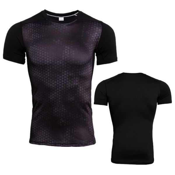 

summer new compression sport shirt men camouflage fitness 3d quick men's running t-shirt gym workout clothing rashgard, Black;blue