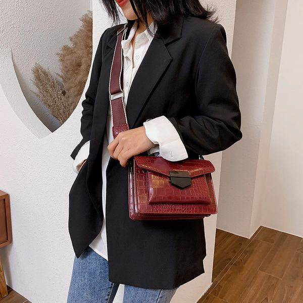 

new mini handbags women fashion ins retro wide shoulder strap messenger bag purse crossbody bags for women shoulder bag leather