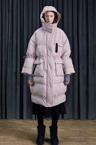 

оригинальный дизайн aigyptos зимы женщин вскользь крупногабаритные супер теплая с капюшоном розовый пуховик офис lady x-long puffer пальто, Black