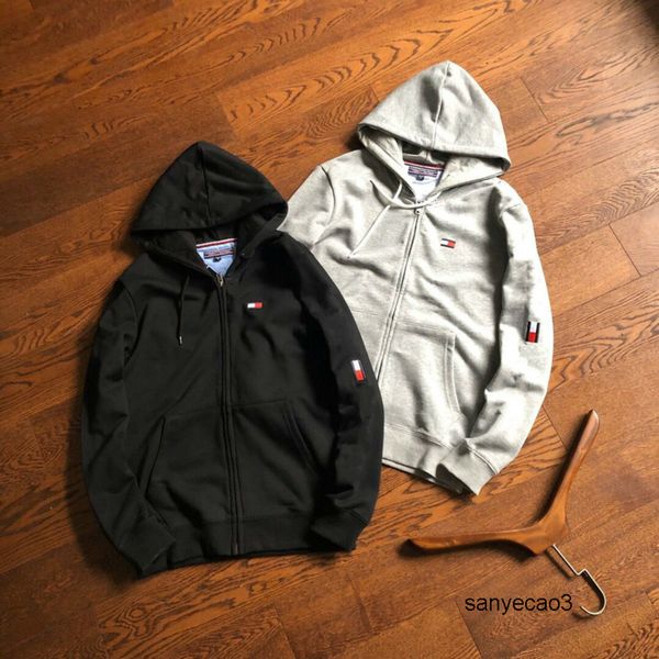

tommy hilfiger мужская дизайнерская мода весна новые мужские пуловеры с длинным рукавом на молнии мужские баскетбольные толстовки толстовки, Black