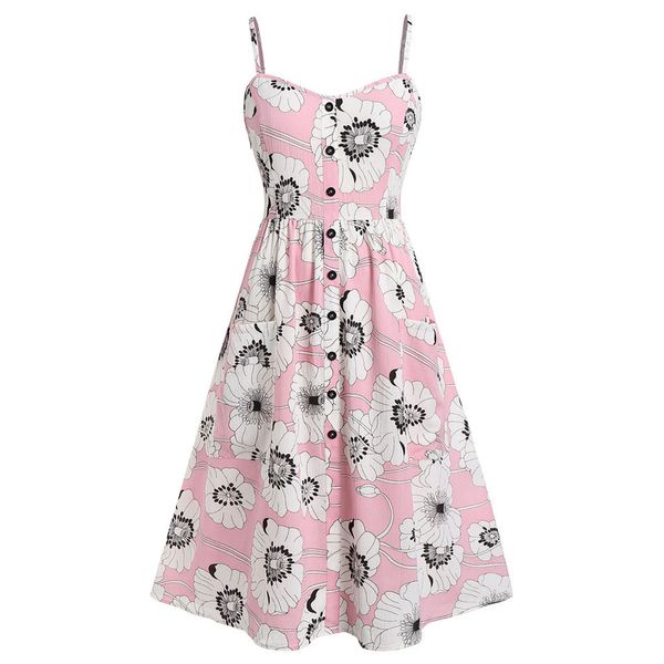 

женские платья sexy sunflower печать vadim карман кнопка платья платье без рукавов с плеча vestidos de fiesta de noche f26, Black;pink