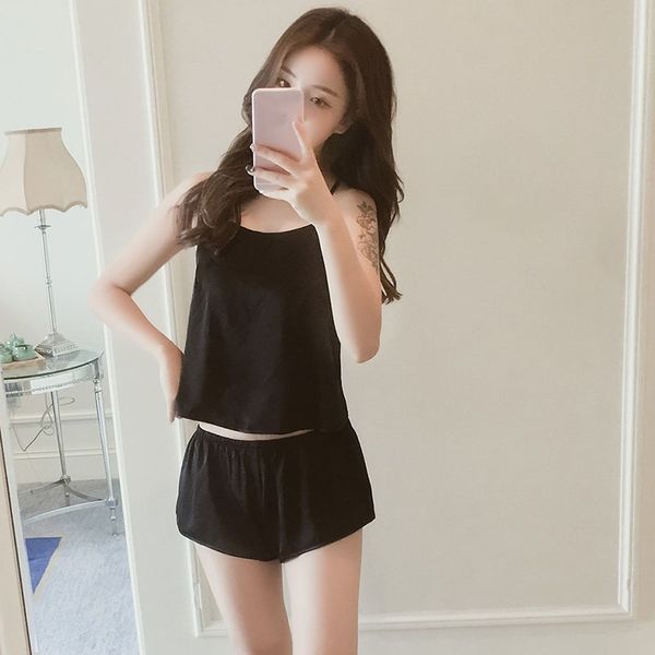 

summer shorts pajamas sets camis + shorts sleepwear women spaghetti strap pajama set, Blue;gray