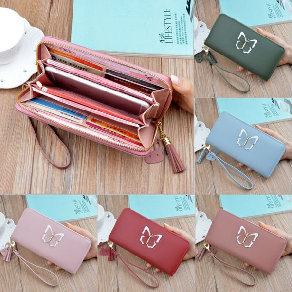 

women lady clutch leather long card holder phone case purse handbag phone bag