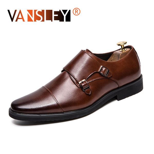 

british business men's slip on split leather pointed toe men dress shoes business wedding formal shoes men formal office, Black
