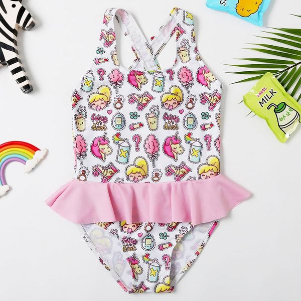 

new 2019 baby girls swimwear 3~8y girls swimsuit one piece children unicorn swimwear kids unicorn beach wear bathing suit-sw416